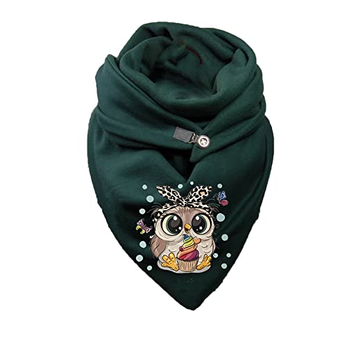 Hiseng Damen Schals Groß Dreieck Winter Dreieckstuch Warmer Lieblingsschal Scarf Fransen Knopf Karoschal Poncho Soft Wrap Lange Stola Fransen Poncho von Hiseng