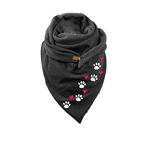 Hiseng Damen Schals Groß Dreieck Winter Dreieckstuch Warmer Lieblingsschal Scarf Fransen Knopf Karoschal Poncho Soft Wrap Lange Stola Fransen Poncho von Hiseng