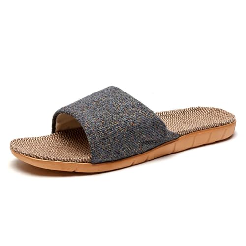 Hiseng Flachs Sandalen Damen Sommer Geflochtenes Seil Flach Schlappen Pantoletten Traditionellem Römersandalen Damen Open Toe Slide Sandalen Strandsandalen von Hiseng