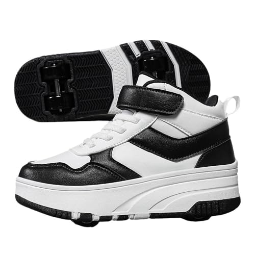 Hiseng Schuhe mit Rollen für Mädchen, Winter-High-Top Schuhe mit Rollen für Jungen Rollschuhe Schuhe 2-in-1 Roller Schuhe Kinder Outdoor Turnschuhe Turnschuhe mit Versenkbarer Rollen, 31-40EU von Hiseng