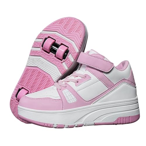Hiseng Schuhe mit Rollen für Mädchen, Winter-High-Top Schuhe mit Rollen für Jungen Rollschuhe Schuhe 2-in-1 Roller Schuhe Kinder Outdoor Turnschuhe Turnschuhe mit Versenkbarer Rollen, 31-40EU von Hiseng