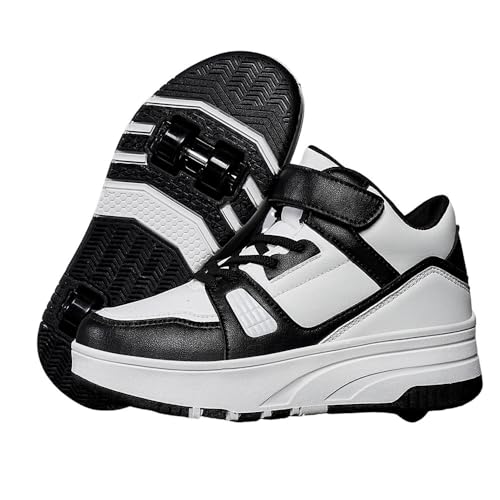 Hiseng Schuhe mit Rollen für Mädchen, Winter-High-Top Schuhe mit Rollen für Jungen Rollschuhe Schuhe 2-in-1 Roller Schuhe Kinder Outdoor Turnschuhe Turnschuhe mit Versenkbarer Rollen, 31-40EU von Hiseng
