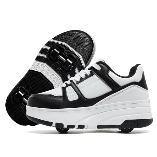 Hiseng Winter Schuhe mit Rollen für Mädchen, Schuhe mit Rollen für Jungen Rollschuhe Schuhe 2-in-1 Roller Schuhe Kinder Outdoor Turnschuhe Turnschuhe mit Versenkbarer Rollen 29-40EU von Hiseng