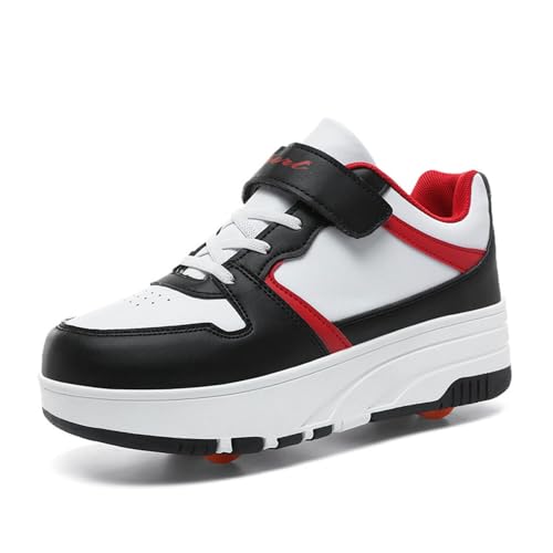 Hiseng Winter Schuhe mit Rollen für Mädchen, Schuhe mit Rollen für Jungen Rollschuhe Schuhe 2-in-1 Roller Schuhe Kinder Outdoor Turnschuhe Turnschuhe mit Versenkbarer Rollen 30-41EU von Hiseng