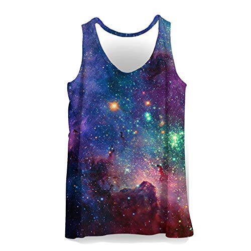 Hiser 3D Drucken Herren Tank Top Sommer, Sport Muskelshirt Ärmellos T Shirt Fitness Unterhemd Top Shirt für Outdoor Beach Party oder Gym Jogging Running (Lila Galaxie,M) von Hiser