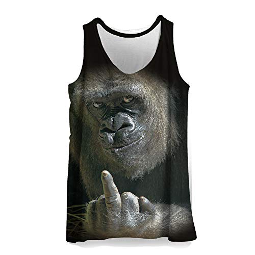 Hiser 3D Drucken Herren Tank Top Sommer, Sport Muskelshirt Ärmellos T Shirt Fitness Unterhemd Top Shirt für Outdoor Beach Party oder Gym Jogging Running (Schwarzer Orang-Utan,M) von Hiser