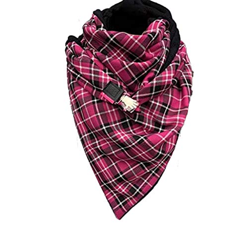 Hiser Damen Schals Groß Dreieck Winter Dreieckstuch Einfarbig Warmer Button Knopf Karoschal Winterschal Herbstschal Lieblingsschal Scarf Soft Wrap Lange Stola (Rot Plaid,75x155cm) von Hiser