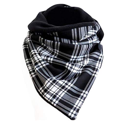 Hiser Damen Schals Groß Dreieck Winter Dreieckstuch Einfarbig Warmer Button Knopf Karoschal Winterschal Herbstschal Lieblingsschal Scarf Soft Wrap Lange Stola (Schwarz weiß Plaid,75x155cm) von Hiser