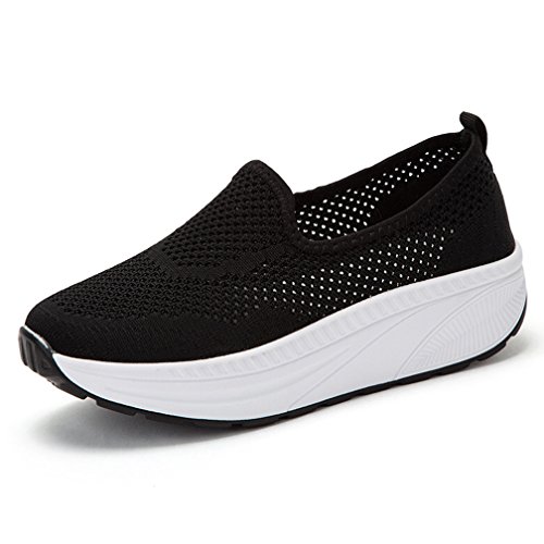 Hishoes Damen Atmungsaktiv Mesh Keilabsatz Laufschuhe Plateau Freizeitschuhe Shape-Up Fitness Laufen Sportschuhe-Schwarz1-41 EU Hishoes Damen Atmungsaktiv Mesh Keilabsatz Laufschuhe Plateau Freizeitschuhe Shape-Up Fitness Laufen Sportschuhe-Schwarz1-41 EU von Hsyooes