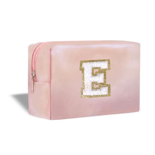 Hisinoma Personalisierte Make-up-Tasche mit Initialbuchstaben, niedlich, wasserdicht, PU-Buchstabe, Kosmetiktasche, Reise-Kulturbeutel, ideales Geschenk für Teenager, Mädchen, Frauen, Geburtstag, von Hisinoma