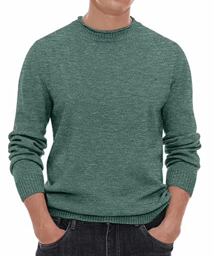 Hisir Pullover Herren Strickpullover Rundhals Pulli Männer, Bequem und Weich, Warmer Winter Pullover für Männer, Herren Basic Pullover mit Langen Ärmeln (11 VC Grün, S) von Hisir