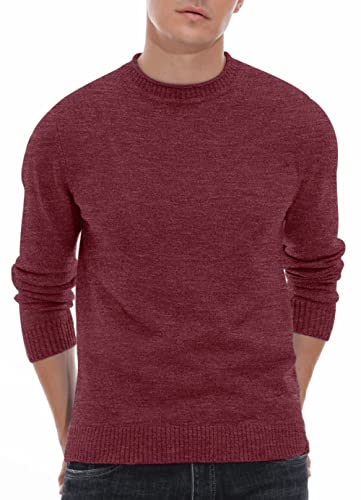 Hisir Pullover Herren Strickpullover Rundhals Pulli Männer, Bequem und Weich, Warmer Winter Pullover für Männer, Herren Basic Pullover mit Langen Ärmeln (12 Rot, S) von Hisir