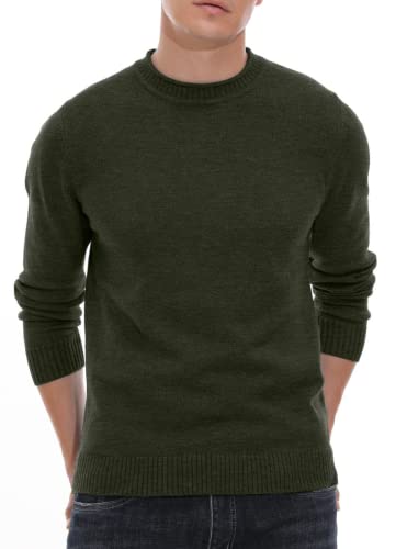 Hisir Pullover Herren Strickpullover Rundhals Pulli Männer, Bequem und Weich, Warmer Winter Pullover für Männer, Herren Basic Pullover mit Langen Ärmeln (Dunkelgrau, L) von Hisir