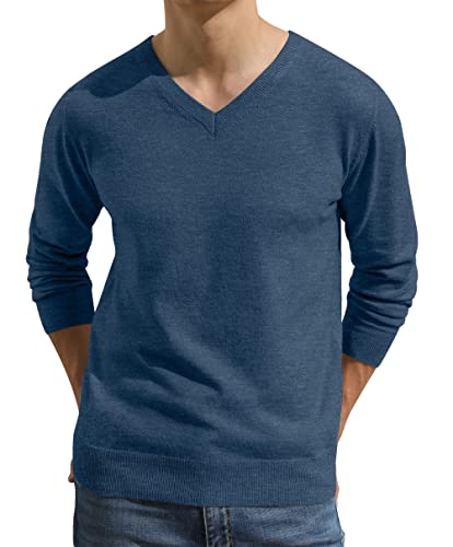 Hisir Pullover Herren Strickpullover V Pulli Männer Bequem Warmer Winter Pullover für Männer (VC Blau, M) von Hisir