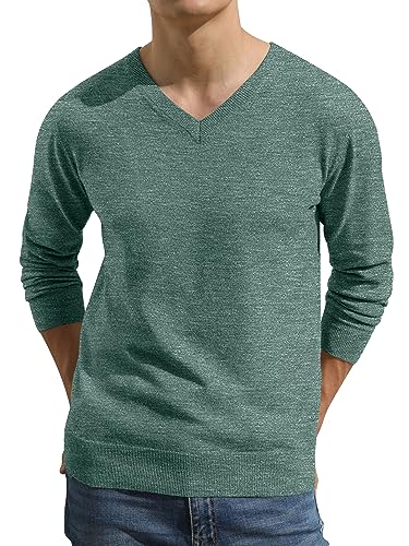 Hisir Pullover Herren Strickpullover V Pulli Männer Bequem Warmer Winter Pullover für Männer (VC-Grün, M) von Hisir