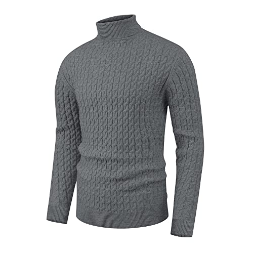 Hisir Rollkragenpullover Herren Klassischer Pullover Herren Warmer Winter Slim Fit Strickpullover Pulli Männer Bequem Weich Strick-Pulli für Männer mit Rollkragen (09 Grau, S) von Hisir