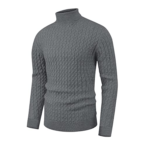 Hisir Rollkragenpullover Herren Klassischer Pullover Herren Warmer Winter Slim Fit Strickpullover Pulli Männer Bequem Weich Strick-Pulli für Männer mit Rollkragen (09 Grau, XXL) von Hisir