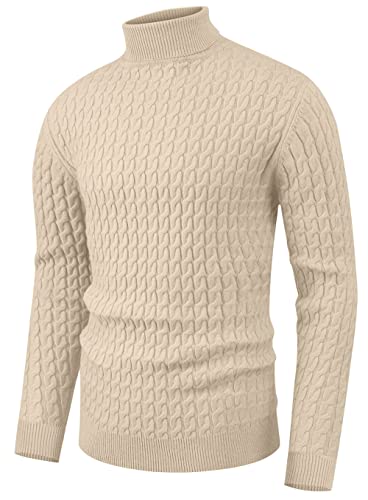 Hisir Rollkragenpullover Herren Klassischer Pullover Herren Warmer Winter Slim Fit Strickpullover Pulli Männer Bequem Weich Strick-Pulli für Männer mit Rollkragen (10 Beige, XL) von Hisir