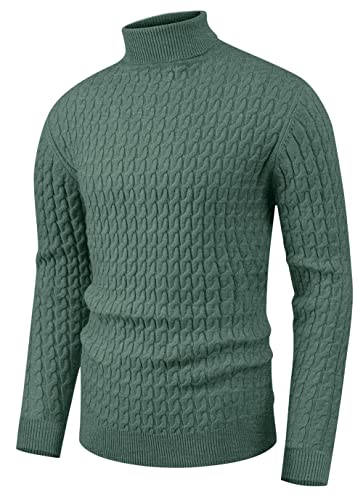 Hisir Rollkragenpullover Herren Klassischer Pullover Herren Warmer Winter Slim Fit Strickpullover Pulli Männer Bequem Weich Strick-Pulli für Männer mit Rollkragen (11 VC Grün, XL) von Hisir