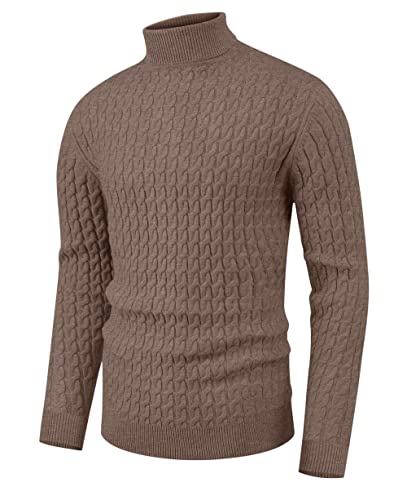 Hisir Rollkragenpullover Herren Klassischer Pullover Herren Warmer Winter Slim Fit Strickpullover Pulli Männer Bequem Weich Strick-Pulli für Männer mit Rollkragen (13 Dunkles Khaki, XL) von Hisir