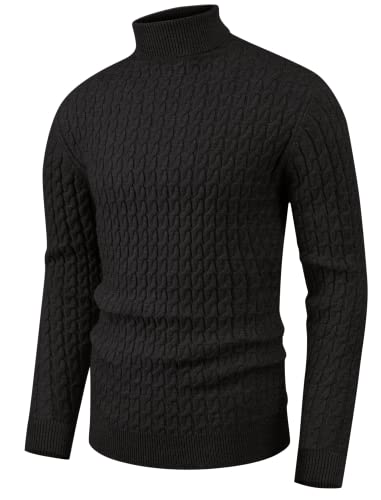 Hisir Rollkragenpullover Herren Klassischer Pullover Herren Warmer Winter Slim Fit Strickpullover Pulli Männer Bequem Weich Strick-Pulli für Männer mit Rollkragen (Dunkelgrau, L) von Hisir