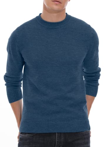 Hisir Strickpullover Herren Rundhals, Bequem und Weich, Warmer Winter Pulli für Männer, Basic Pullover mit Langen Ärmeln (VC Blau, XXL) von Hisir