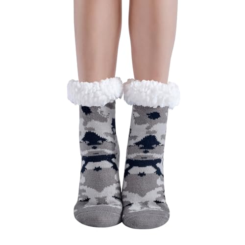 Hisonwel Kindersocken Winter Warme Dicke Wintersocken Kuschelsocken Anti-Rutsch-Socken mit Sherpa-Futter Kinder Thermosocken Haussocken Bodensocken（5-8 Jahre） von Hisonwel