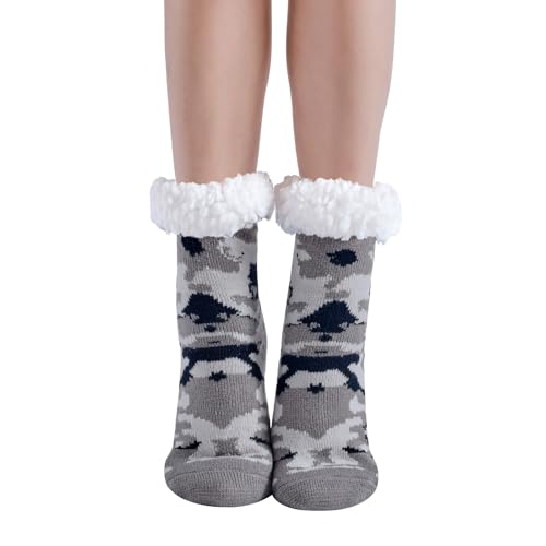 Hisonwel Kinder Slipper Socken Jungen Mädchen Anti-Rutsch-Socken mit Sherpa-Futter Kindersocken（5-8 Jahre） von Hisonwel