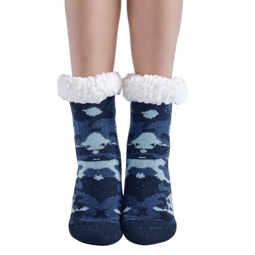 Hisonwel Kinder Slipper Socken Jungen Mädchen Anti-Rutsch-Socken mit Sherpa-Futter Kindersocken（5-8 Jahre） von Hisonwel