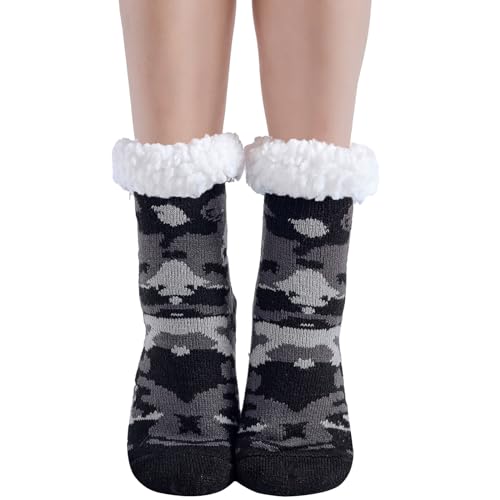 Hisonwel Kinder Slipper Socken Jungen Mädchen Anti-Rutsch-Socken mit Sherpa-Futter Kindersocken（8-12 Jahre） von Hisonwel
