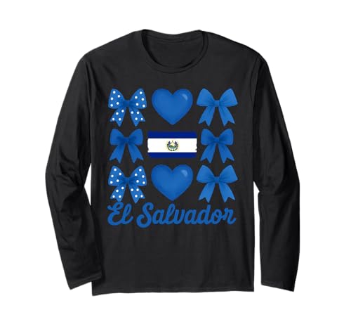 EL Salvador Girl Coquette Bow Hispanic Heritage Langarmshirt von Hispanic Heritage El Salvador Girl