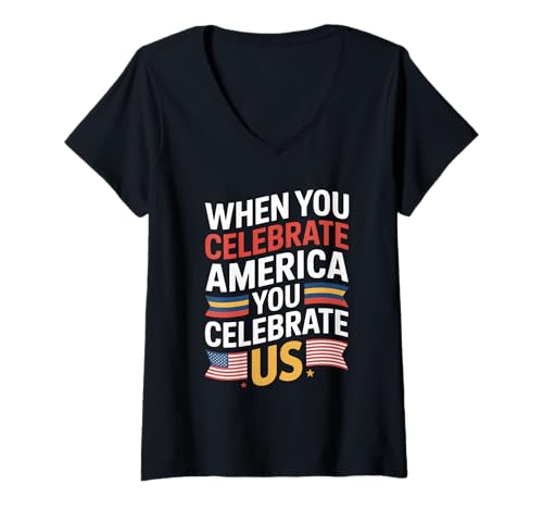 Damen Wenn Sie Amerika feiern, feiern Sie das hispanische Erbe T-Shirt mit V-Ausschnitt Damen Wenn Sie Amerika feiern, feiern Sie das hispanische Erbe T-Shirt mit V-Ausschnitt von Hispanic Heritage Latin Cultural Expression