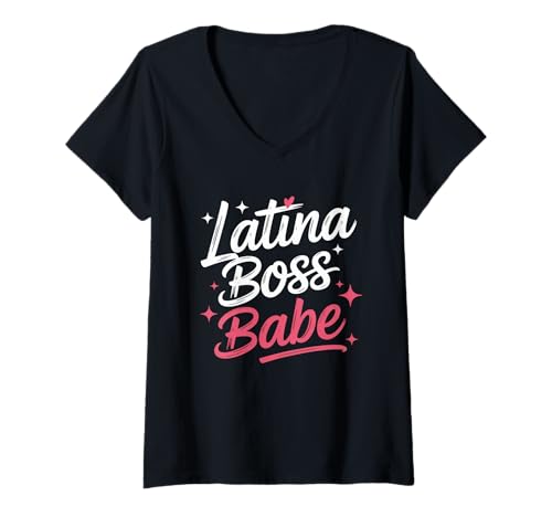 Damen Latina Boss Babe Hispanic Heritage Monat T-Shirt mit V-Ausschnitt Damen Latina Boss Babe Hispanic Heritage Monat T-Shirt mit V-Ausschnitt von Hispanic Heritage Latin Cultural Pride