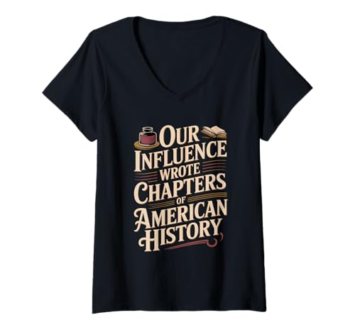 Damen Schrieb Chapters of American History Hispanic Heritage T-Shirt mit V-Ausschnitt von Hispanic Heritage Latinx Youth Power
