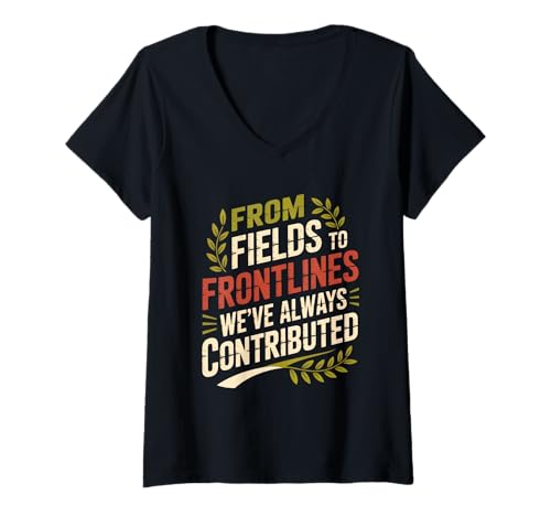 Damen Von den Feldern zur Front — Monat des hispanischen Erbes T-Shirt mit V-Ausschnitt von Hispanic Heritage Latinx Youth Power