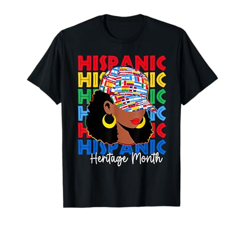 Nationaler Monat des hispanischen Erbes Alle Länder Mädchen Frauen T-Shirt Nationaler Monat des hispanischen Erbes Alle Länder Mädchen Frauen T-Shirt von Hispanic Heritage Messy Bun Countries