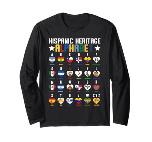 Hispanic Heritage Month Alphabet A to Z Bilingual Kids Langarmshirt Hispanic Heritage Month Alphabet A to Z Bilingual Kids Langarmshirt von Hispanic Heritage Month Alphabet