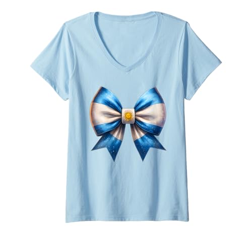 Damen Argentinische Flagge Frauen Argentinien Bogen Argentinische Flagge Mädchen T-Shirt mit V-Ausschnitt Damen Argentinische Flagge Frauen Argentinien Bogen Argentinische Flagge Mädchen T-Shirt mit V-Ausschnitt von Hispanic Heritage Month Argentinian Pride Roots