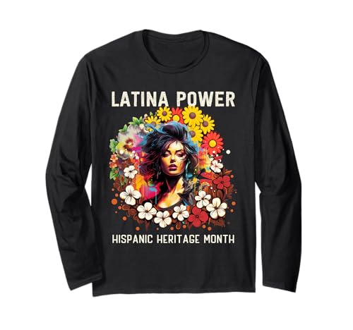 Hispanic Heritage Latina Powerblumen Damen Langarmshirt Hispanic Heritage Latina Powerblumen Damen Langarmshirt von Hispanic Heritage Month Latina Shirts
