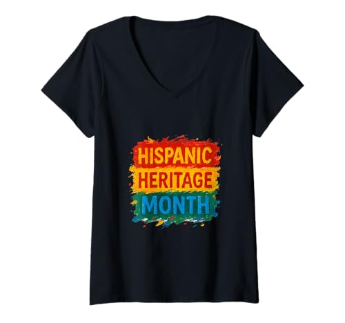 Damen Monat des hispanischen Erbes T-Shirt mit V-Ausschnitt von Hispanic Heritage Month Shop