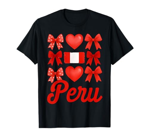 Peru Girl Coquette Bow Hispanic Heritage T-Shirt Peru Girl Coquette Bow Hispanic Heritage T-Shirt von Hispanic Heritage Peru Girl