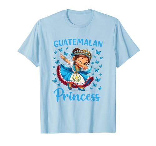 Schmetterlinge Flagge Guatemaltekische Prinzessin Dabbing Mädchen Kinder T-Shirt Schmetterlinge Flagge Guatemaltekische Prinzessin Dabbing Mädchen Kinder T-Shirt von Hispanic Latino Heritage Month Apparel Women Men