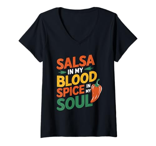 Damen Hispanic Heritage Month Celebrations Hispanic Food Lover T-Shirt mit V-Ausschnitt Damen Hispanic Heritage Month Celebrations Hispanic Food Lover T-Shirt mit V-Ausschnitt von Hispanic Month Outfit Männer & Frauen