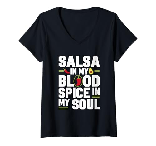 Damen Salsa Funny Hispanic Food Lover Mexico T-Shirt mit V-Ausschnitt Damen Salsa Funny Hispanic Food Lover Mexico T-Shirt mit V-Ausschnitt von Hispanic Month Outfit Männer & Frauen