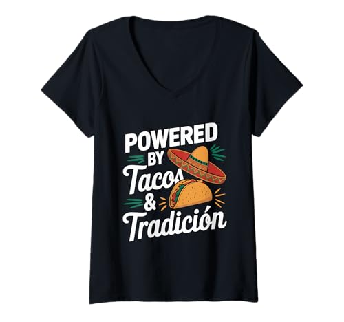 Damen Taco Lover Mexico Funny Hispanic Heritage Month T-Shirt mit V-Ausschnitt Damen Taco Lover Mexico Funny Hispanic Heritage Month T-Shirt mit V-Ausschnitt von Hispanic Month Outfit Männer & Frauen