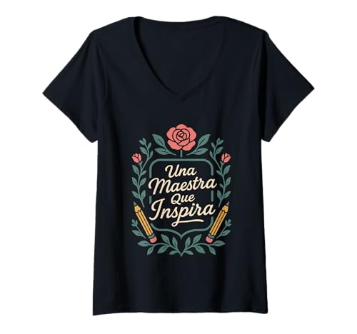 Damen Latina Teacher Zweisprachige Pädagogin Spanisches Erbe Stärkung T-Shirt mit V-Ausschnitt Damen Latina Teacher Zweisprachige Pädagogin Spanisches Erbe Stärkung T-Shirt mit V-Ausschnitt von Hispanic Teacher Back To School Educadora Latina