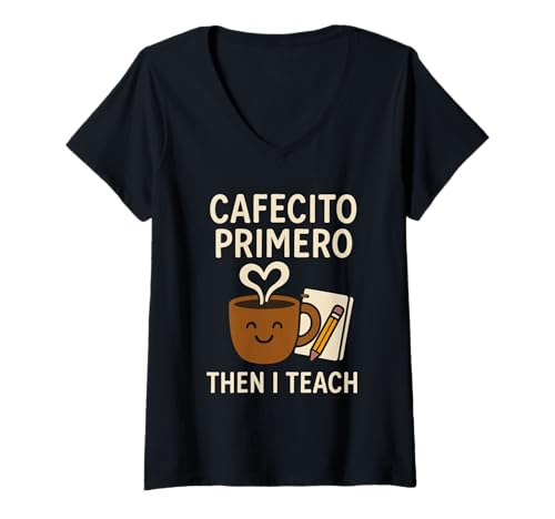 Damen Latina Teacher Zweisprachige Pädagogin Spanisches Erbe Stärkung T-Shirt mit V-Ausschnitt Damen Latina Teacher Zweisprachige Pädagogin Spanisches Erbe Stärkung T-Shirt mit V-Ausschnitt von Hispanic Teacher Back To School Educadora Latina