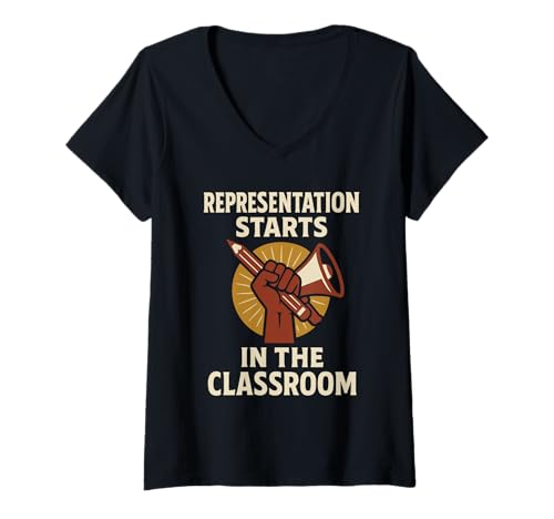 Damen Latina Teacher Zweisprachige Pädagogin Spanisches Erbe Stärkung T-Shirt mit V-Ausschnitt Damen Latina Teacher Zweisprachige Pädagogin Spanisches Erbe Stärkung T-Shirt mit V-Ausschnitt von Hispanic Teacher Back To School Educadora Latina
