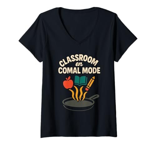 Damen Latina Teacher Zweisprachige Pädagogin Spanisches Erbe Stärkung T-Shirt mit V-Ausschnitt Damen Latina Teacher Zweisprachige Pädagogin Spanisches Erbe Stärkung T-Shirt mit V-Ausschnitt von Hispanic Teacher Back To School Educadora Latina
