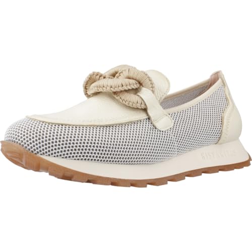 Hispanitas - HV243270 Nata - Durchbrochener Mokassinschuh aus Leder und Netz, mit Keilabsatz, Gummisohle, für: Damen, Creme, 37 EU von Hispanitas